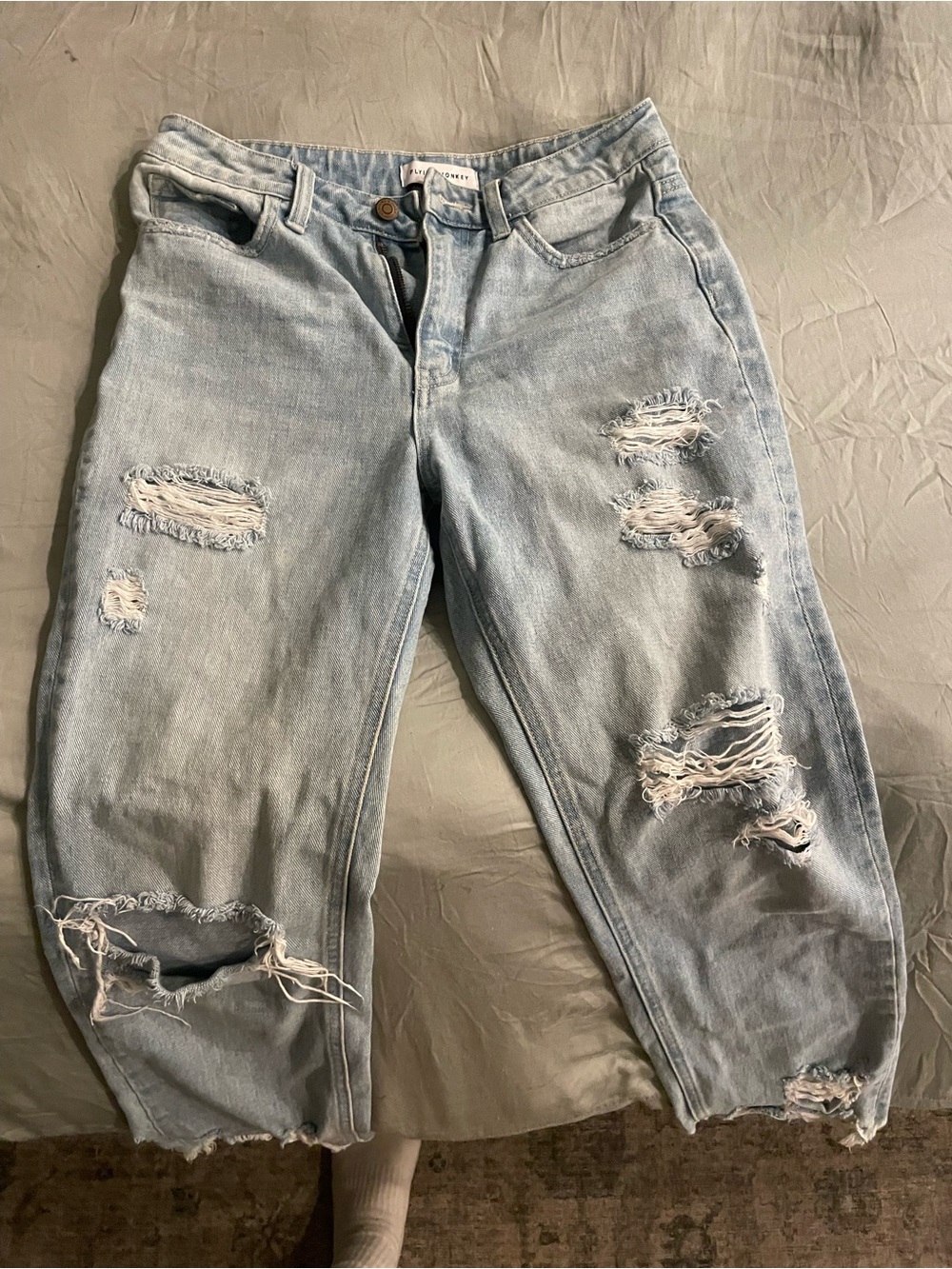 Flying Monkey Light Wash Distressed Boyfriend Jeans